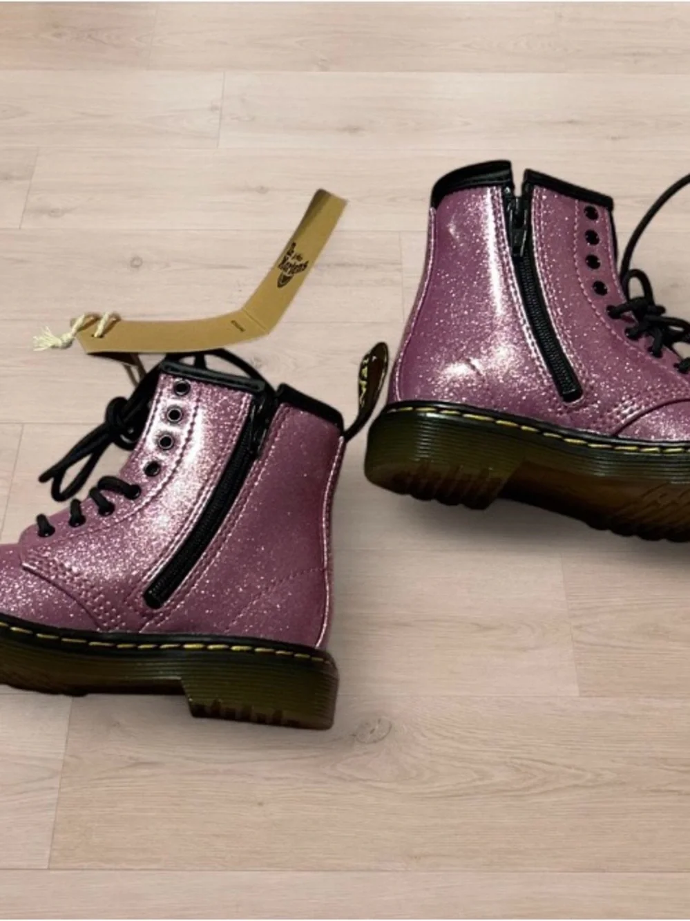 Dr. Martens Kids Pink Glitter 1460 Zip Boot